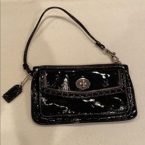 Coach Black Patent Leather Wristlet